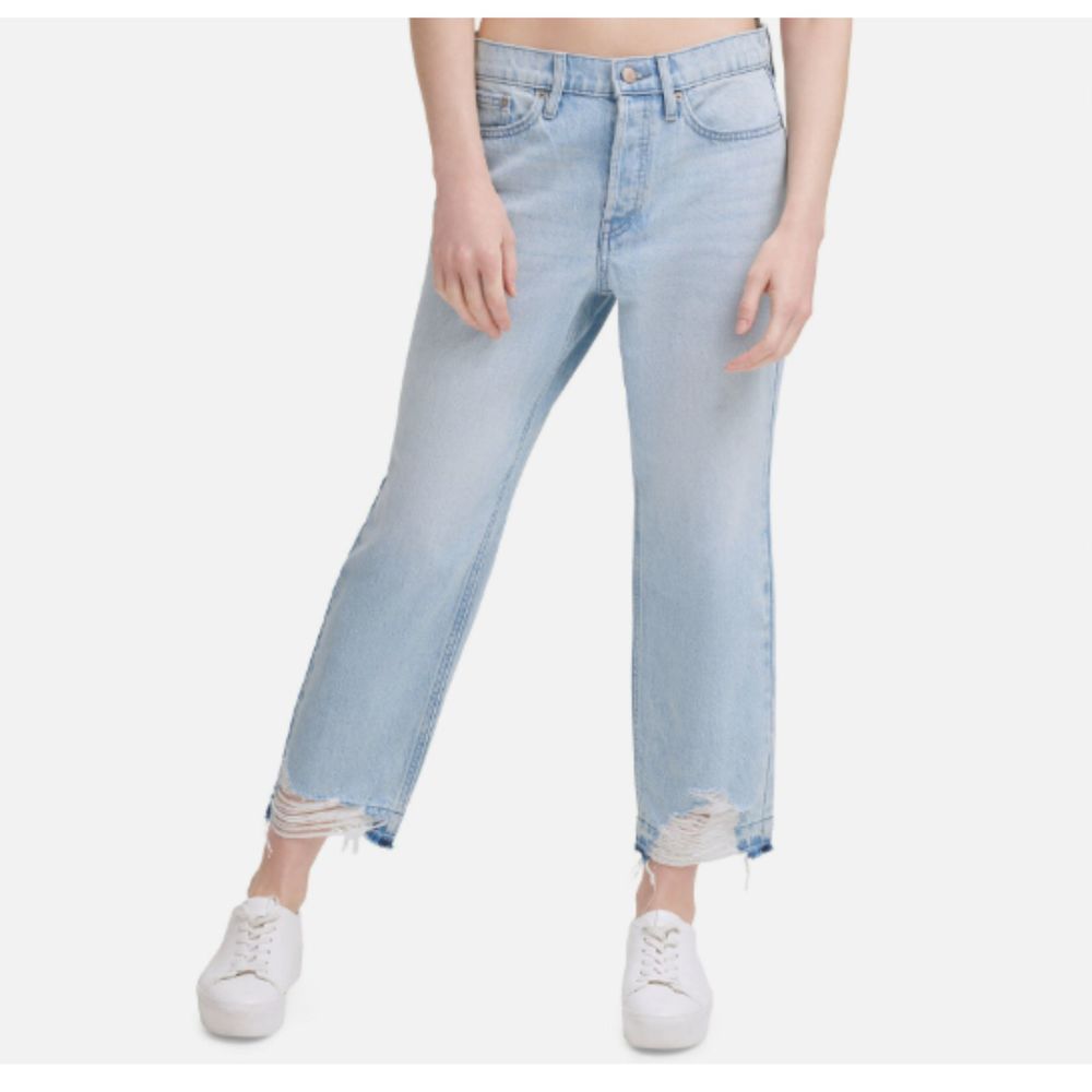 Calvin Klein Jeans Light Wash Jeans 31 Straight Leg Raw-hem Button-fly